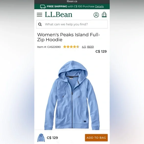 Athletic Works Light Blue Fleece Zip-Up Hoodie Cotton - Picture 7 of 7